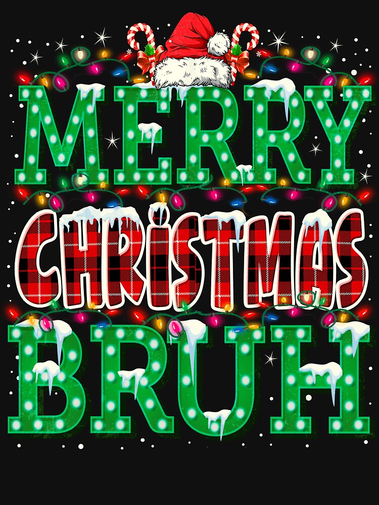 Merry Christmas Bruh Funny Plaid Retro Xmas Lights by Ortigzitoun
