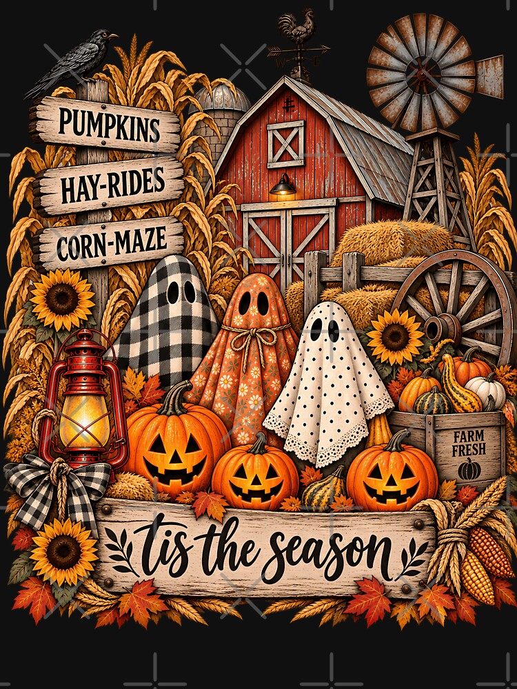 Fall Halloween Farm Ghosts Pumpkins Corn Maze Autumn Harvest by ArcaneArtistry