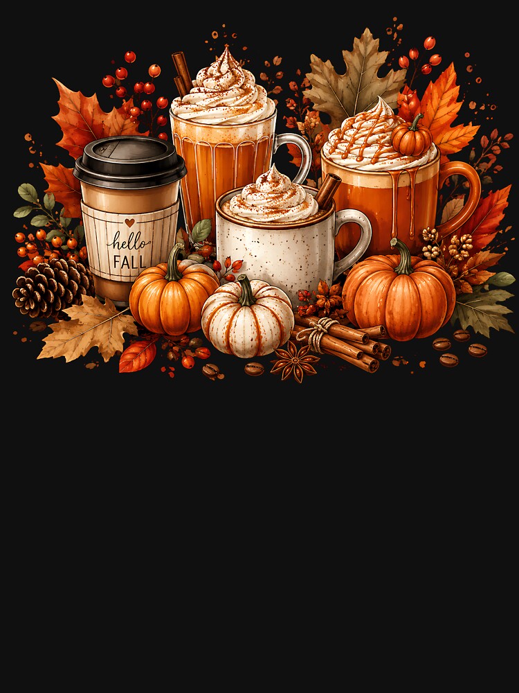 Cozy Fall Coffee Pumpkin Autumn Leaves Halloween by Artbyrome