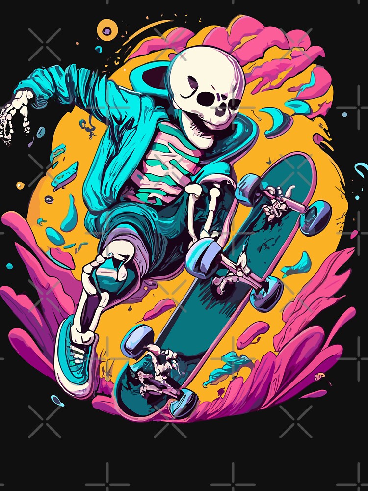 Skeleton skateboarder Cool Halloween Skateboard Skater by AsTrooArts