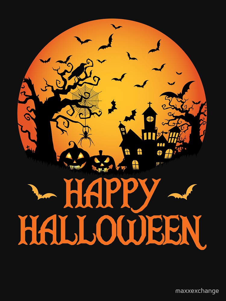 Haunted House Spider Cobweb Bat Crow Moonlit Gourd. by MAXXEXCHANGE