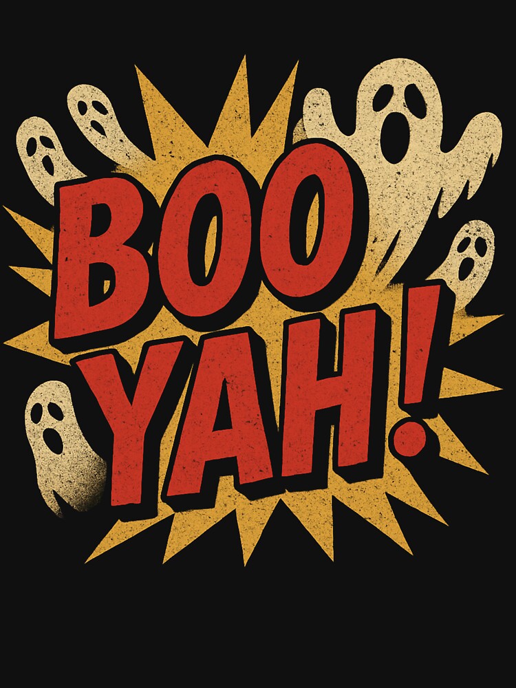 Vintage Boo Yah! Halloween Design – Retro Horror Ghost Poster Style by NovivoPrints