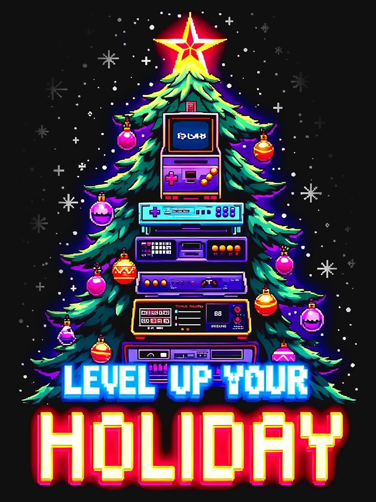 Vintage Gaming Christmas Tree: 8 bit Pixel Art by BNCH44