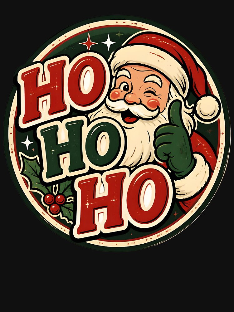 Ho Ho Ho Vintage Retro Badge Christmas Design by KristenosNehk