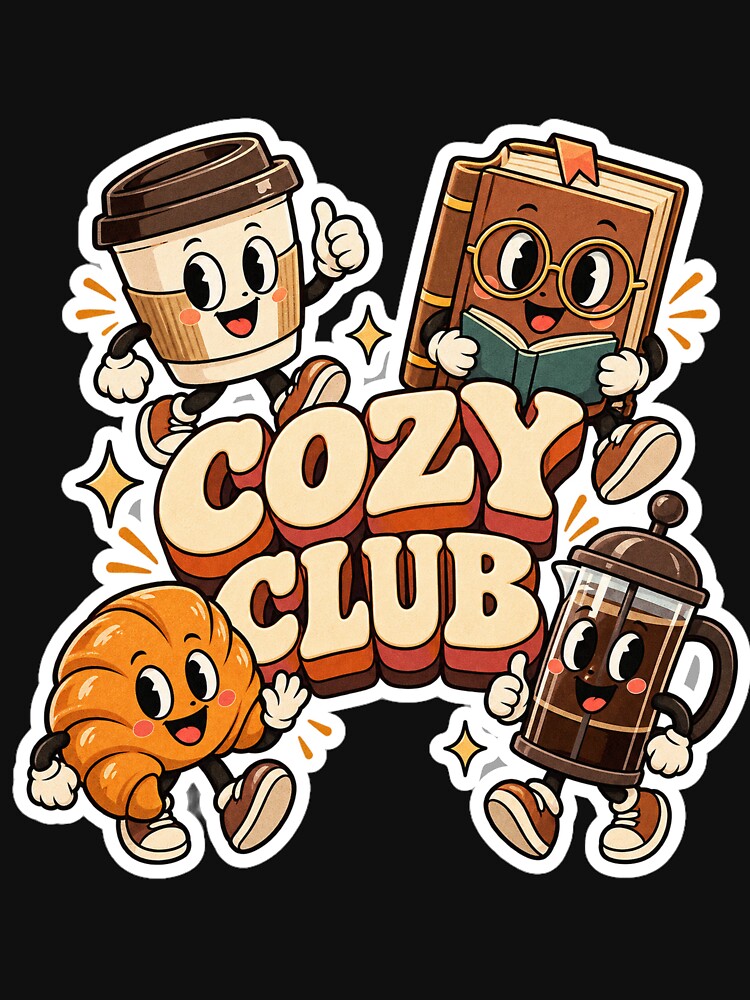 Cozy Club Retro Coffee Book Mascot Graphic by NovaToons