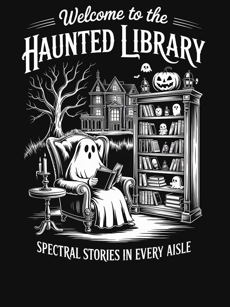 Welcome To The Haunted Library Halloween Ghost Reading Book by imsamaharem