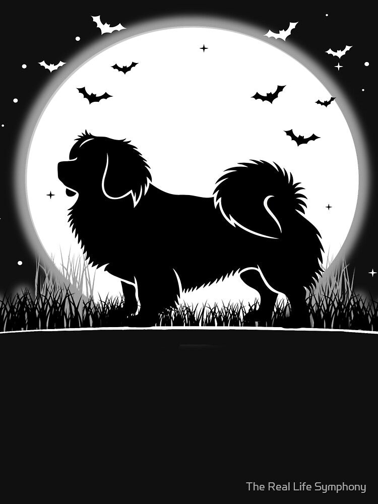 Tibetan Spaniel Dog – Halloween Moon Silhouette by The Real Life Symphony