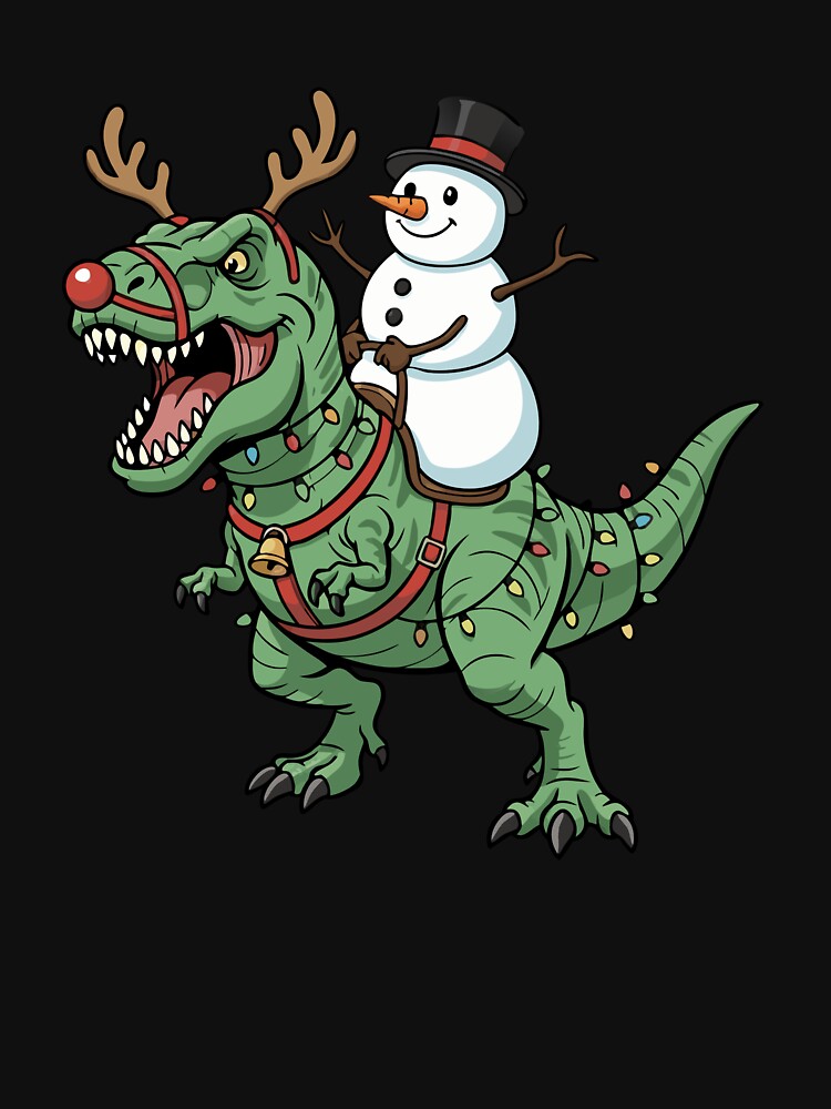 Snowman Riding T-Rex Funny Christmas Dinosaur Gear by DynamicDesign