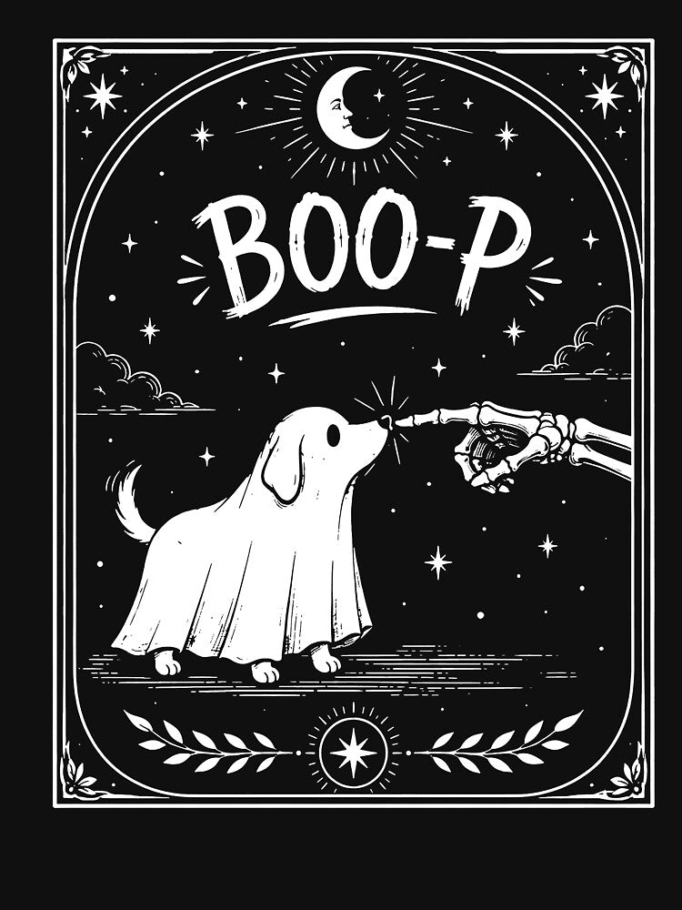 Boo-P Ghost Dog Shirt, Funny Halloween Dog Tee, Skeleton Hand by To101ARt