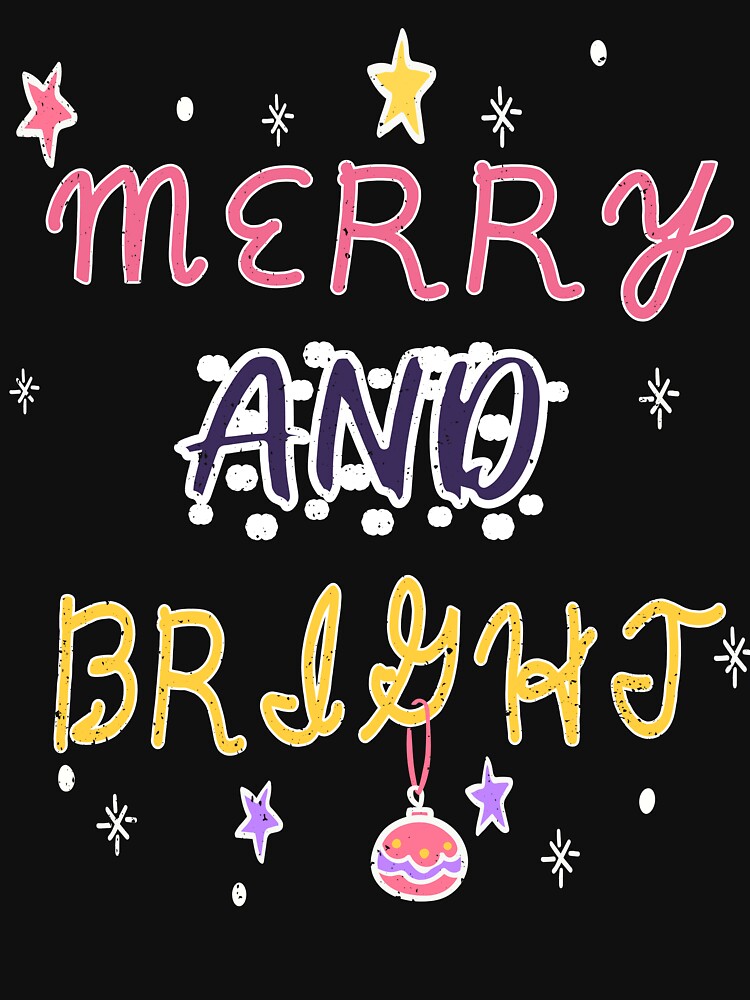 Merry and Bright Christmas Typography | Cute Festive Holiday by PrintistryArt