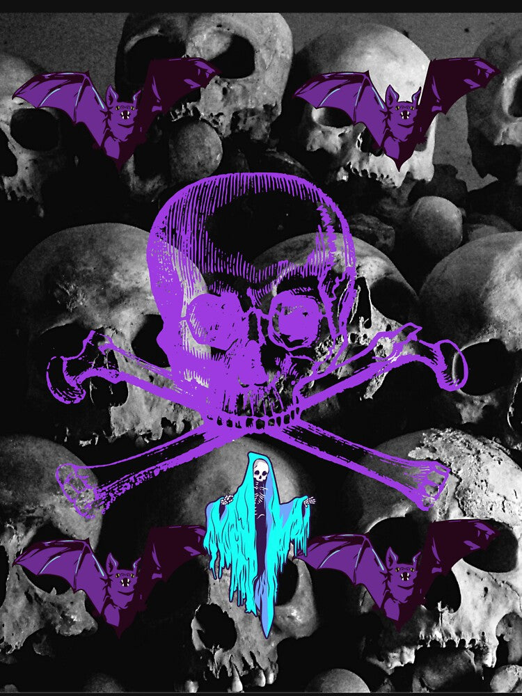 Purple Skull Gothic Art - Dark Aesthetic Halloween Design by Elhelaly