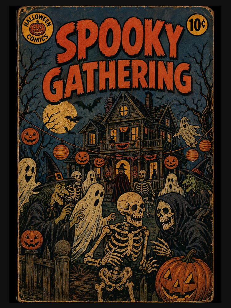 Classic Halloween Comic Book Cover Art: Haunted House Party by bapupa