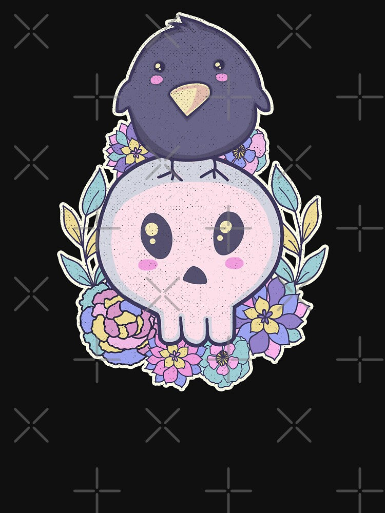 Pastel Goth Raven & Skull by GrimButterfly