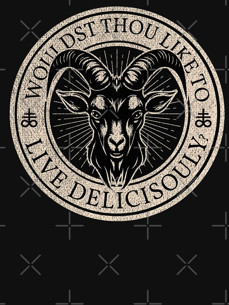 Live Deliciously Leviathan Cross Goat Black Horror Movie Fan by zptees
