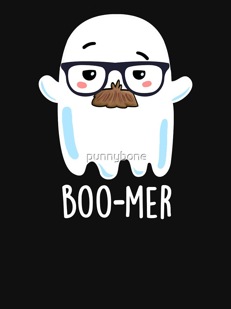Boo-mer Funny Middle Aged Ghost Puns (Dark BG) by punnybone