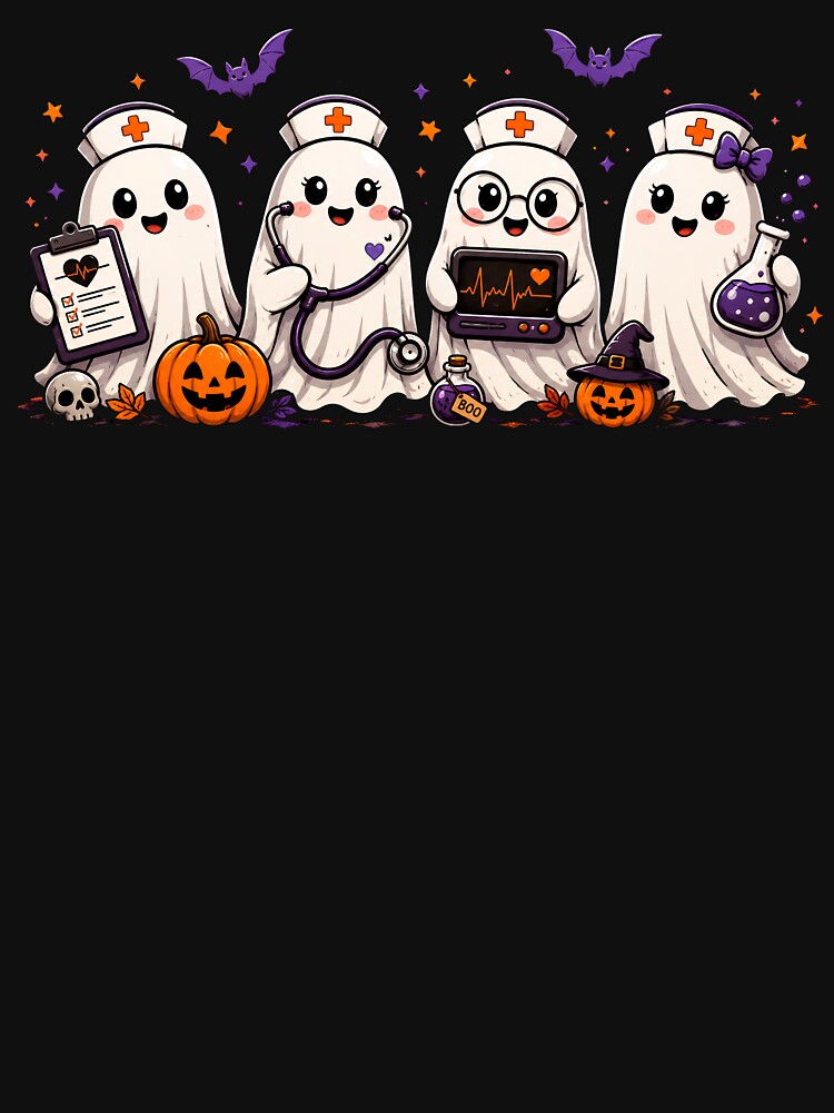 Cute Halloween Ghost Nurses – Spooky Nurse Medical Halloween Design by Artbyrome