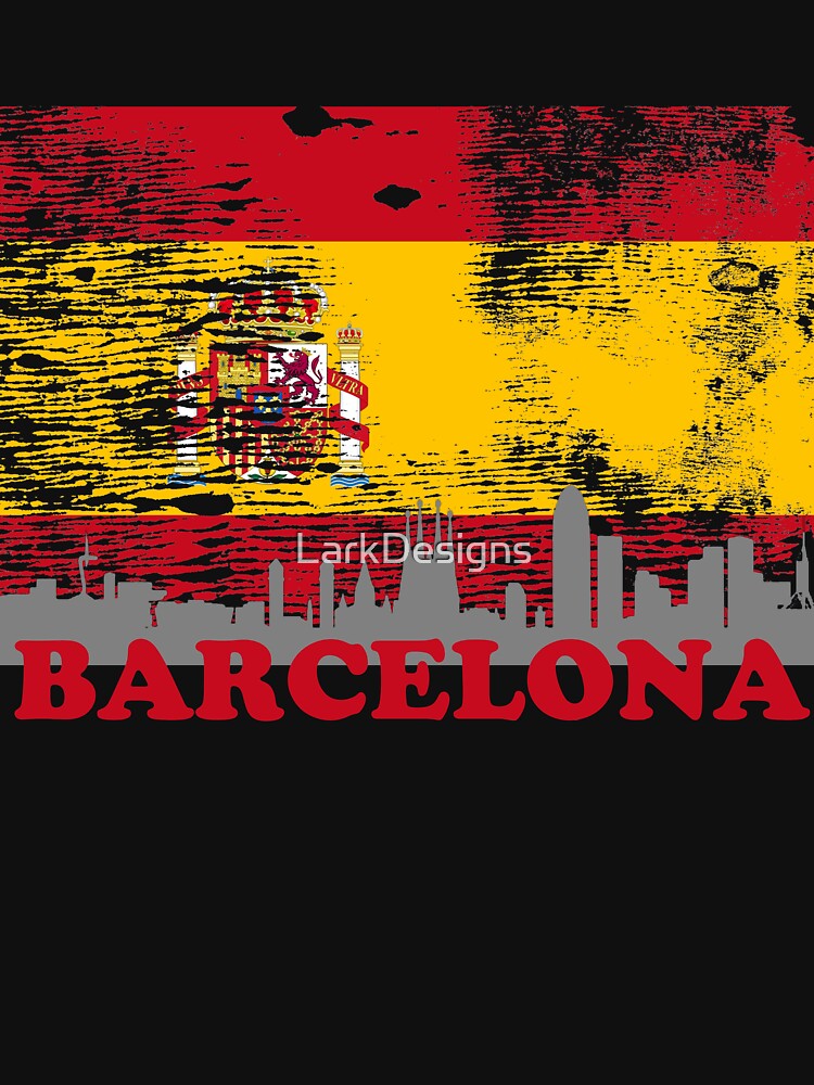 Barcelona Skyline Silhouette City Spain Distressed Flag by LarkDesigns
