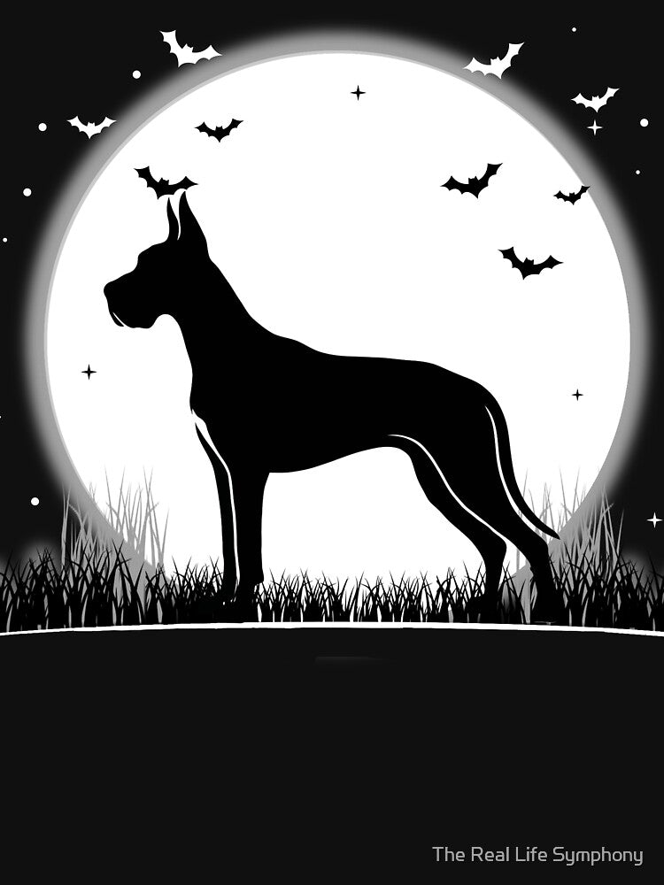 Great Dane Dog – Halloween Moon Silhouette by The Real Life Symphony