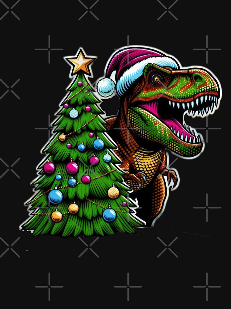 Christmas vintage Funny Dinosaur with Christmas tree,Christmas  Funny Animals,Christmas  Dinosaur,Christmas tree,funny christmas ,Christmas by Expressions-Sel