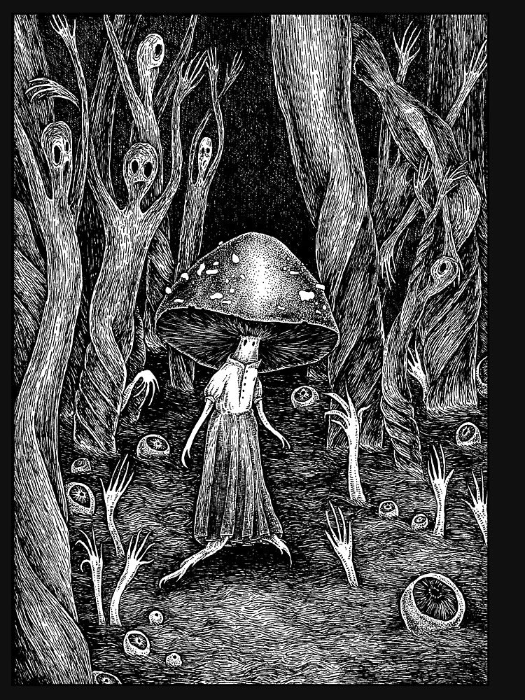 Mushroom in a strange grove by arachnobunny