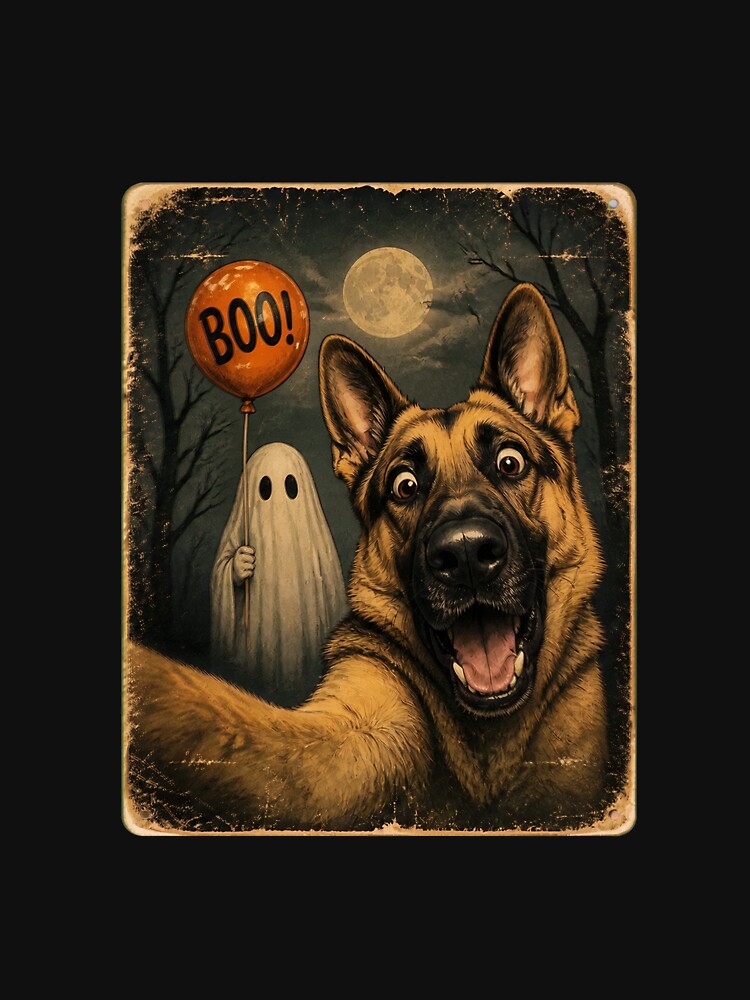 German Shepherd Funny Halloween Boo Dog Selfie Ghost by felixpalette