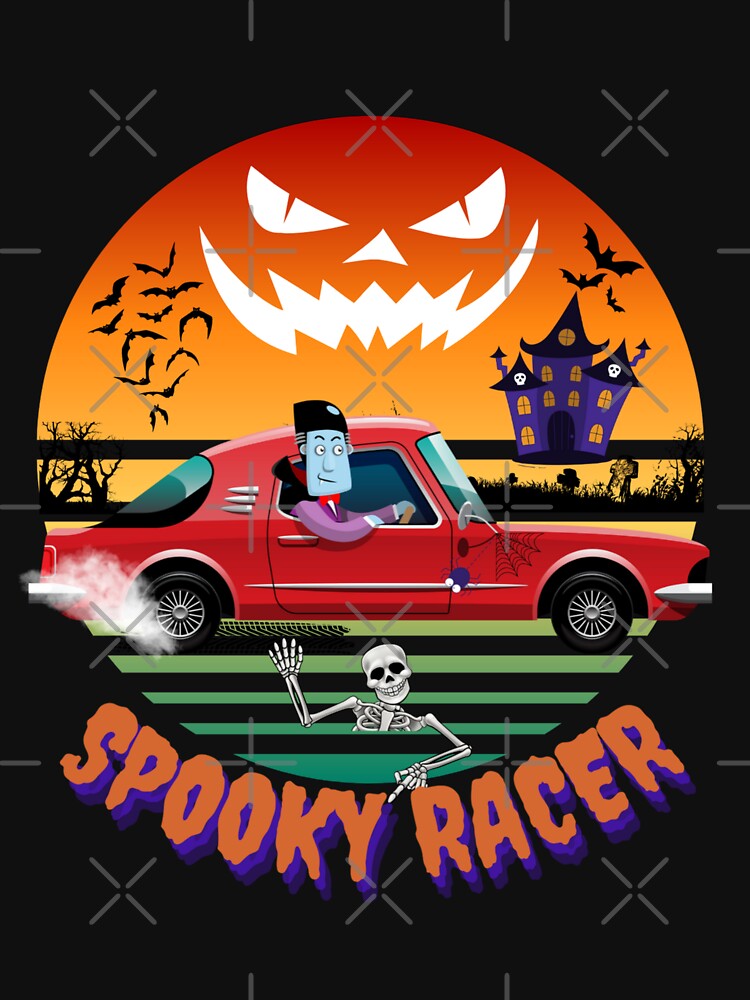 Spooky Racer Halloween Racing Dracula Skeleton Scary Pumpkin Face Spider Web Vibes  Race Car by CarantinedChaos