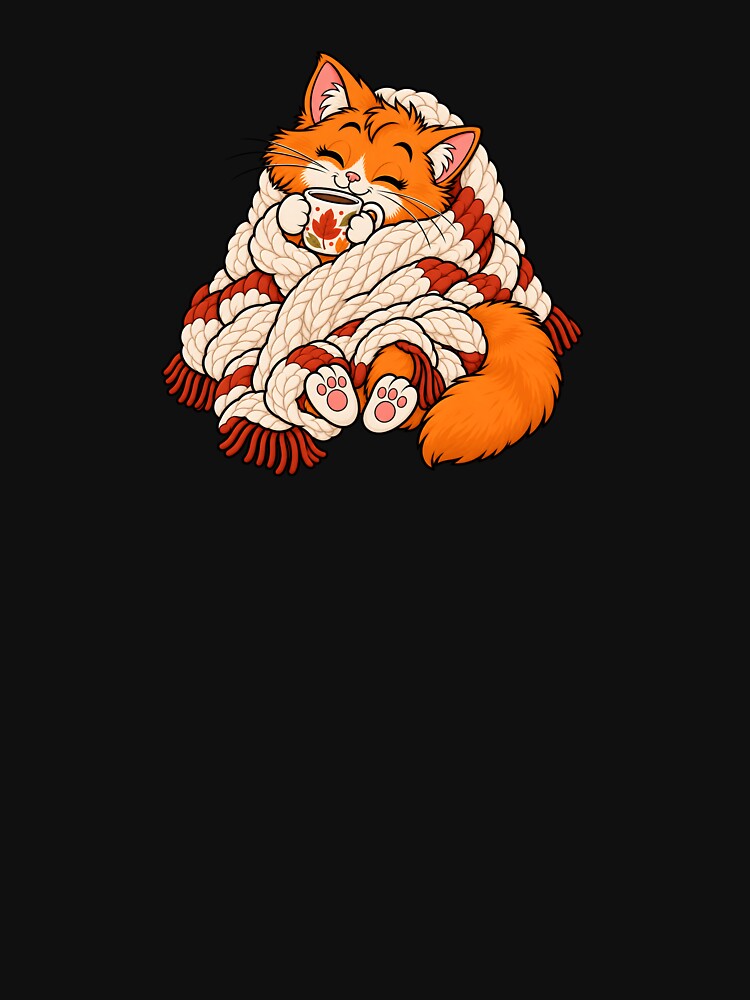Cozy Autumn Cat with Blanket and Warm Tea by Sed94