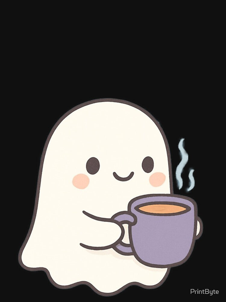 Cozy Ghost With Hot Cocoa by PrintByte