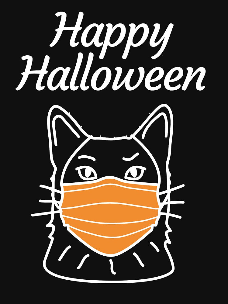 Happy Halloween Cat Face mask T Shirt, Funny Halloween Cat Lover Gift by MagicMotto