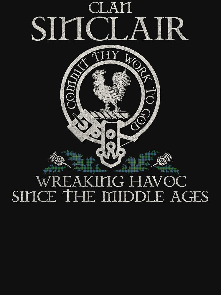 Clan Sinclair of Ulster crest Scottish surname tartan Thistle vintage by Clan1093