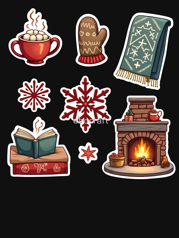 Cozy Winter Hygge Sticker Set for Home | Cute Hand-Drawn Seasonal Decor and Gift Idea by ebocraft