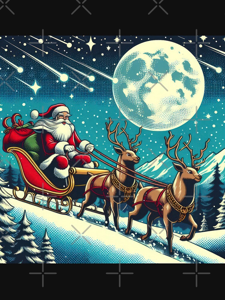 Christmas Vintage Santa Claus with a reindeer sleigh,Christmas Santa Claus,christmas retro,Christmas Vintage by Expressions-Sel