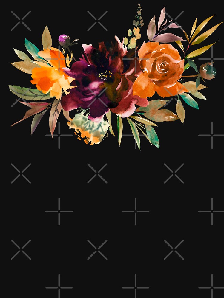 Fall Burgundy Orange Rose Floral by BeeZBeez