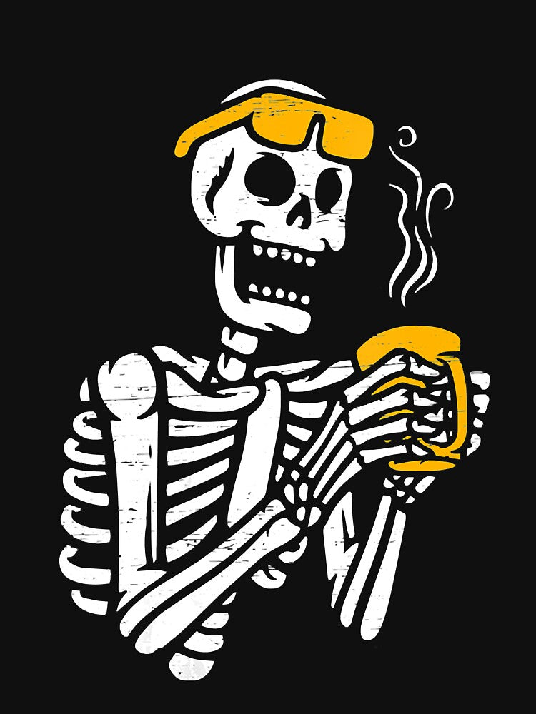 Skeleton Drinking Coffee Skull Halloween by JaniceRuthArts