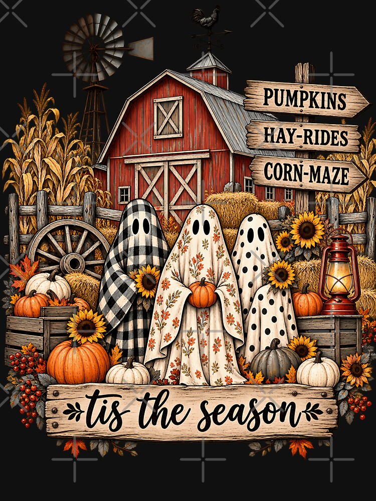 Vintage Halloween Farm Ghosts 'Tis the Season Autumn Harvest by ArcaneArtistry