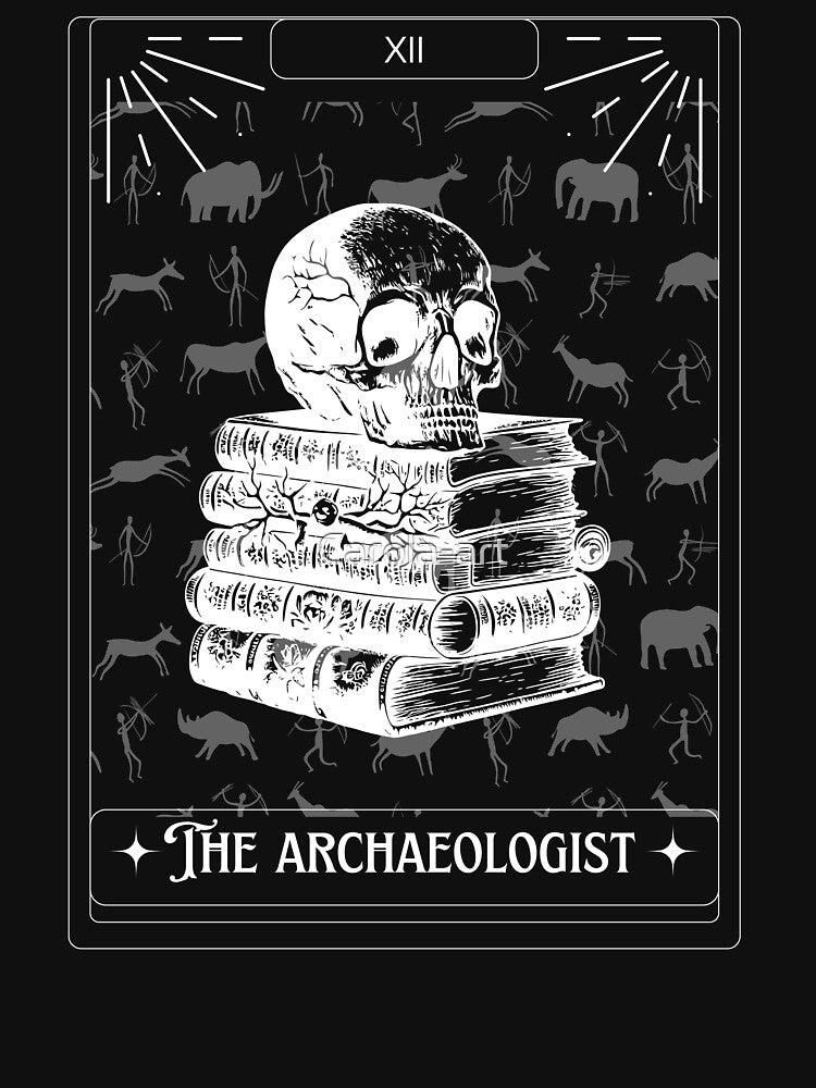 The Archaeologist Tarot Card - Skull and books - Tarot Art - Halloween by Carola-art