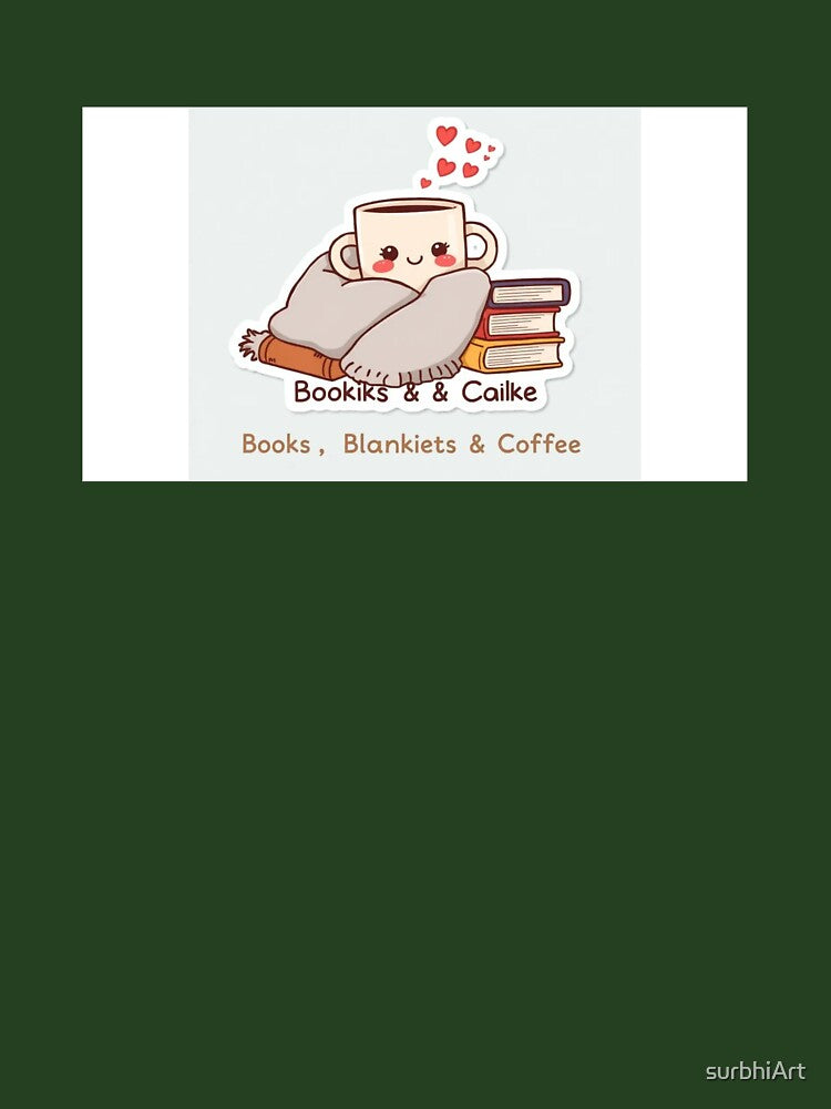 Cozy Coffee Mug and Books Sticker - Kawaii Reader Aesthetic by surbhiArt