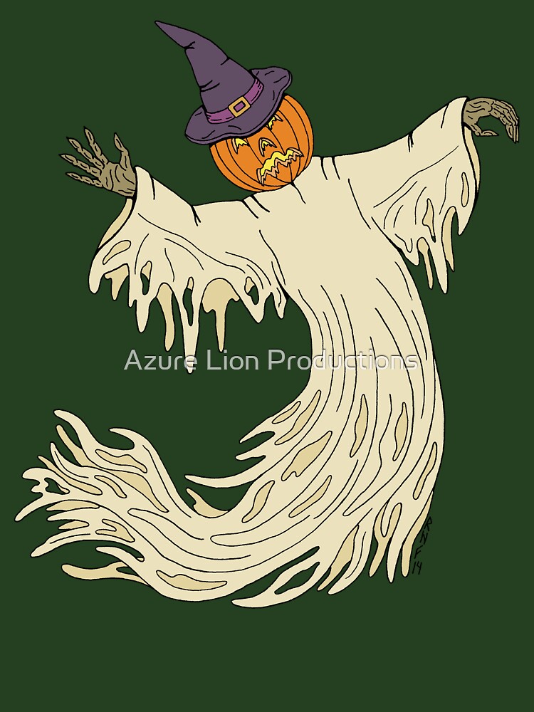 Pumpkin Headed Ghost Halloween Art by Azure Lion Productions