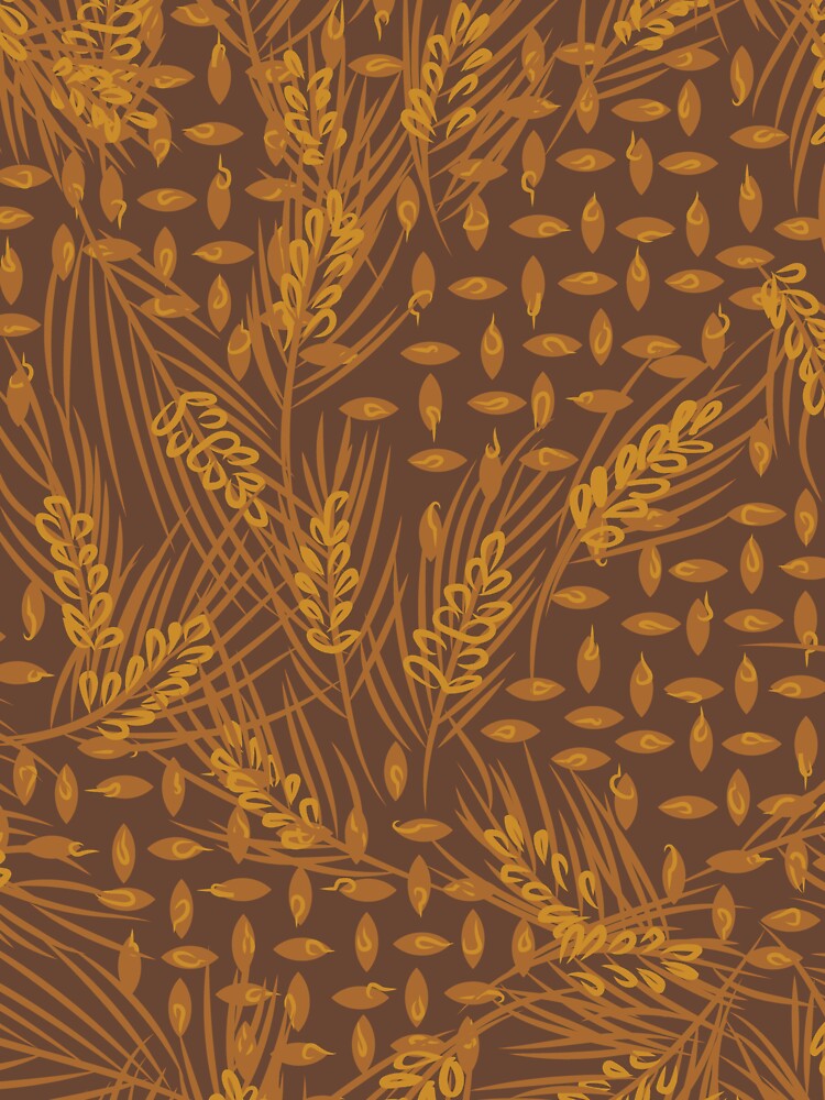 Retro Wheat Harvest in Goldenrod and Brown by YesterdayColl