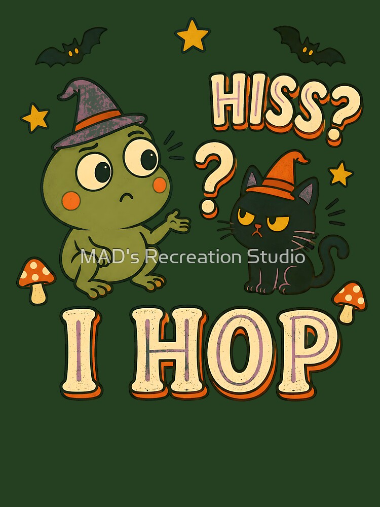 Hiss? I Hop – Funny Frog and Black Cat Halloween by  MAD's Recreation Studio