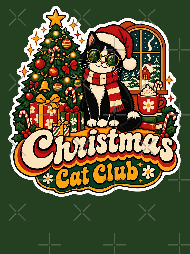 Retro Christmas Cat Club 70s Holiday by Retro Whiskers