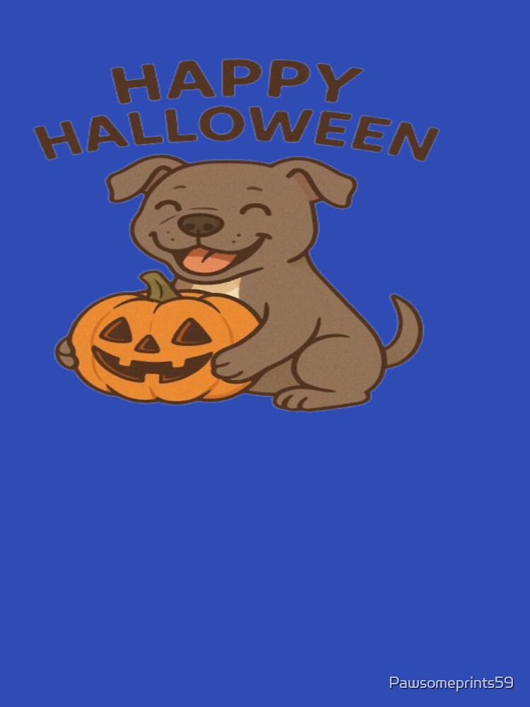 Happy Dog with Pumpkin – Happy Halloween by Pawsomeprints59