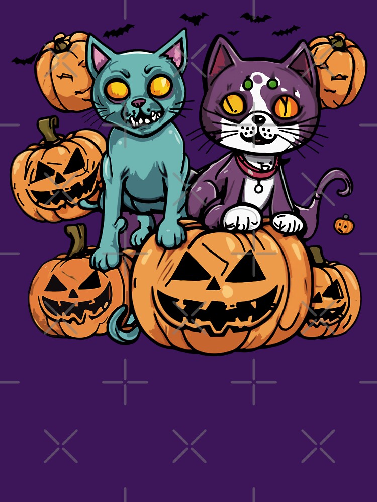funny halloween scary zombie cat pumpkin holiday by DrawHandArt