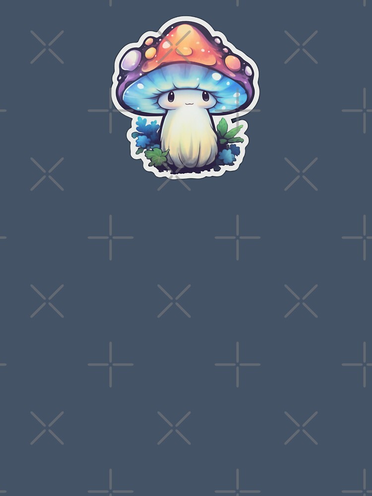 Cartoon Dreamy Mushroom | Pale Blue Watercolour | Happy, Cute, Nature, Kawaii, Woods, Forest by FantasySoul