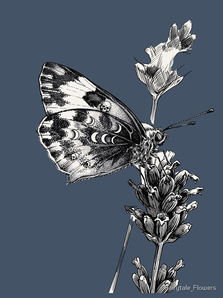 Gothic Celestial Moth Lavender Engraving by Fairytale_Flowers