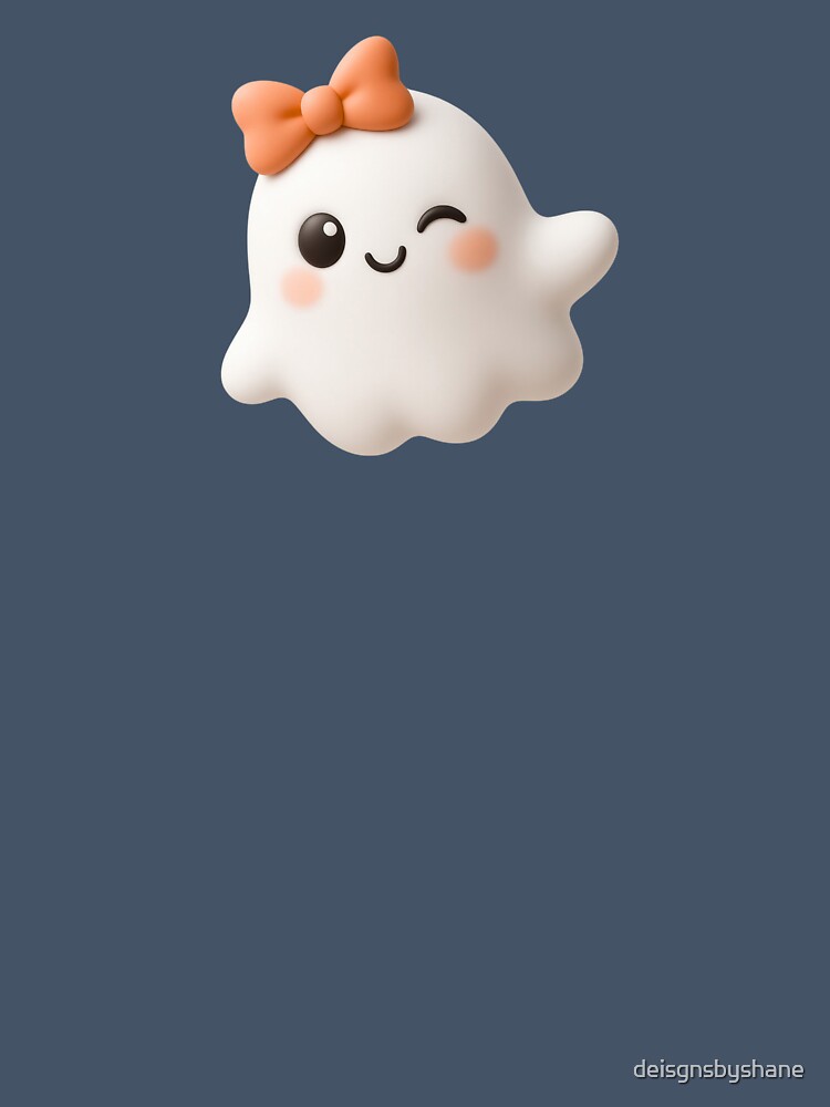 Kawaii Winking Orange Bow Ghost by deisgnsbyshane