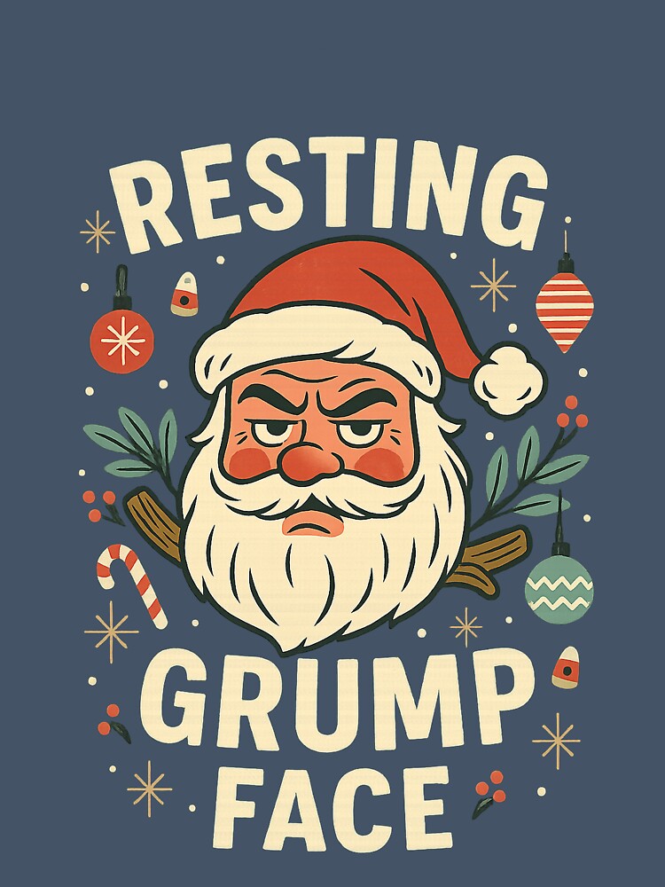 Resting Grump Face – Funny Retro Santa Mid Century Christmas Humor Design by FluffyCreative