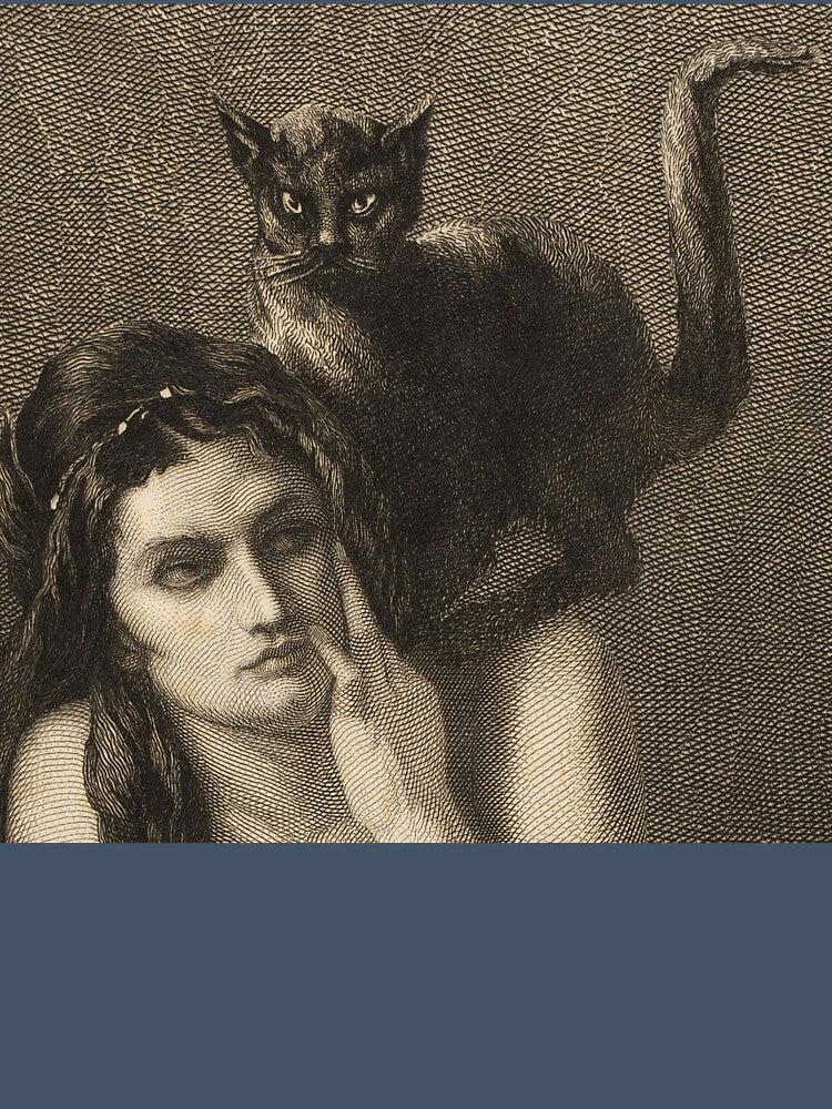 Young woman with a cat on her shoulder by elinaarbidane