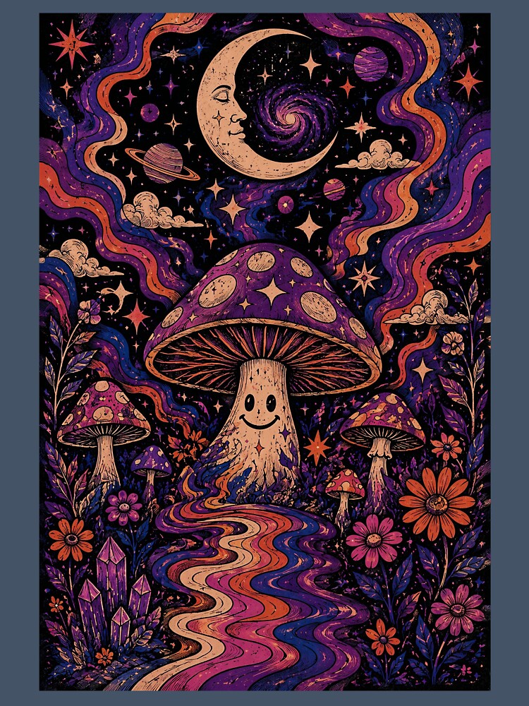 Retro Cosmic Mushroom Dreams by Wickhed