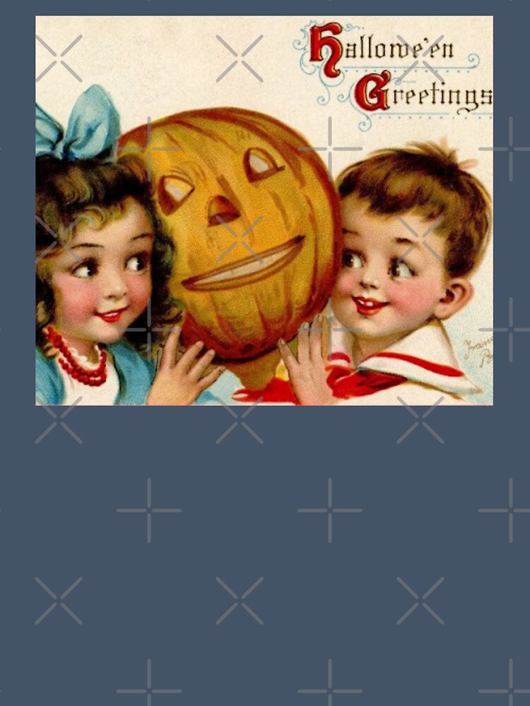 Vintage Halloween Greetings Card with Children and Jack o Lantern by Bellathewilde